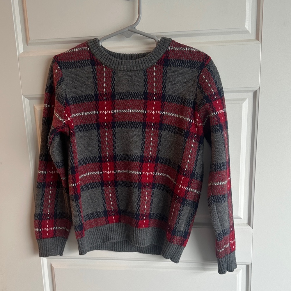 Janie and Jack Gray and Red Knit Sweater